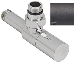 Вентиль для полотенцесушителя цилиндр, угловой, цвет графит, Сунержа 012-1400-1212 Сунержа