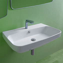 Подвесная раковина Baden baden 80х45х16,5 см, санфарфор, с отв. под смеситель, Simas BB12bia Simas
