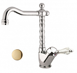 Смеситель для умывальника Imperiale Sky поворотный излив, золото, с донным клапаном, Fiore 82OO2245 Fiore