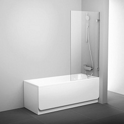 Шторка для ванны BVS1 80х150 см, хром+транспарент, стационарная, прозрачная, Ravak 7U840A00Z1 Ravak