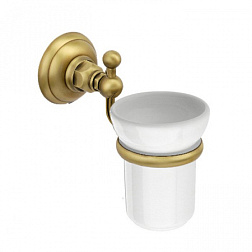 Настенный стакан Accessori Classica стакан белый, бронза, с держателем, Nicolazzi 1488BZ Nicolazzi