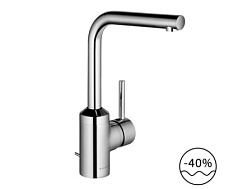 Высокий смеситель на столешницу Bozz 23,7 см, экономия расхода воды, поворотный излив, с донным клапаном, Kludi 382940576 Kludi