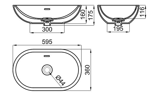 Накладная Раковина Forma Oval 59,5х36х17,5 См, С Переливом, Без.