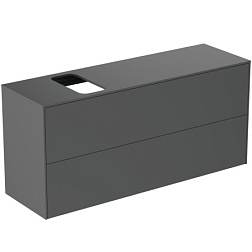 Модуль под раковину Conca 120х37,3х55 см, 2 ящика, вырез в столешнице под заказ, антрацит матовый, система push-to-open, Ideal Standard T3950Y2 Ideal Standard