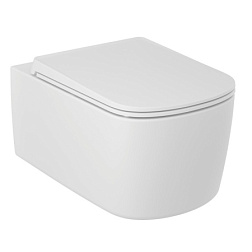 Подвесной унитаз Resa 36х55 см, белый матовый, безободковый, с сиденьем, Kludi 27WCSET53 Kludi