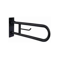 Поручень для унитаза 600 мм черный, с держателем для туалетной бумаги, Nofer 15051.60.N Nofer