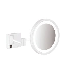 Настенное косметическое зеркало для ванной AddStoris матовый, цвет белый, с подсветкой, Hansgrohe 41790700 Hansgrohe