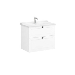 Модуль с раковиной Root Classic 80 см, 2 ящика, матовый белый, черные ручки, подвесной монтаж, Vitra 68869 Vitra