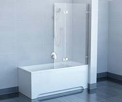 Шторка для ванны BVS2 100х150 см, правая, хром+транспарент, прозрачная, поворотная, Ravak 7UPA0A00Z1 Ravak