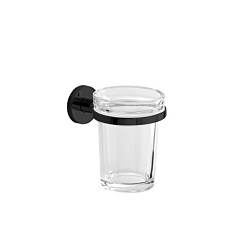 Настенный стакан One матовый, цвет черный, с держателем, Inda A2410ANE03 Inda