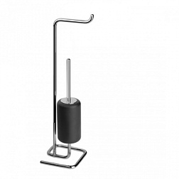 Ёршик Goccia с держателем для туалетной бумаги, хром / черный, Gessi 38068-031 Gessi