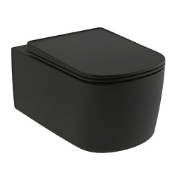 Подвесной унитаз Resa 36х55 см, черный матовый, безободковый, с сиденьем, Kludi 27WCSET39 Kludi