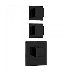 Лицевая часть встраиваемого смесителя Outlets матовый, термостат, кубический дизайн, 4 функции, чёрный цвет, Bossini Z032203.073 Bossini