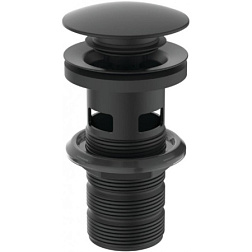 Сливной набор для раковины push to open, матовый, чёрный цвет, с переливом, Ideal Standard E1482XG Ideal Standard