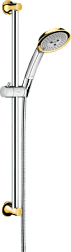 Душевой гарнитур Raindance Classic окантовка под золото, штанга 65 см, 3 режима, Hansgrohe 27843090 Hansgrohe