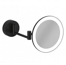 Настенное косметическое зеркало для ванной Vela R матовый, 3х увеличение, цвет черный, с подсветкой, Kludi 5899539W Kludi