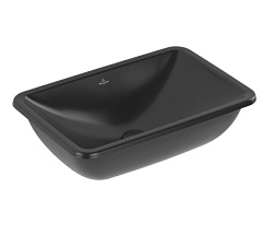 Встраиваемая снизу раковина Loop&Friends 54х34 см, антигрязевое покрытие, наружная сторона покрыта глазурью, санфарфор, черный глянцевый, Villeroy&Boch 4A5700R7 Villeroy&Boch