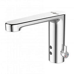 Сенсорный смеситель на раковину 14,2см, от батареек/от сети, упр. t° на корпусе, Nofer 07260M.B Nofer