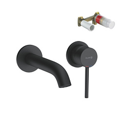 Встраиваемый в стену смеситель для раковины Bozz матовый, длина излива 18см, чёрный цвет, Kludi 382443976S Kludi