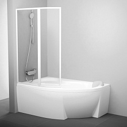 Шторка для ванны VSK2 89х150 см, левая, белый профиль, поворотная, прозрачная, Ravak 76L70100Z1 Ravak