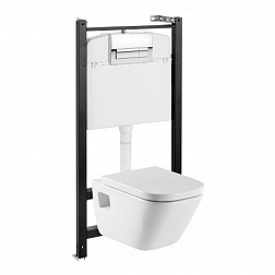 Комплект унитаза с инсталляцией Gap глубина унитаза 54см, клавиша хром глянец, с микролифтом, Roca ZRU9310393 Roca