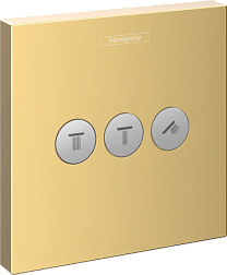 Лицевая часть встраиваемого смесителя Shower Select 3 функции, золото, Hansgrohe 15764990 Hansgrohe