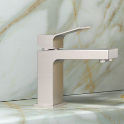 Смеситель для умывальника Aki шлифованный, неповоротный излив, никель, с донным клапаном, Bossini Z00707.094 Bossini