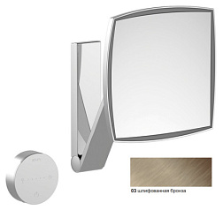 Настенное косметическое зеркало для ванной Kosmetikspiegel квадратное 20 см, бронза, с подсветкой, Keuco 17613039002 Keuco