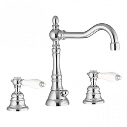 Смеситель для раковины на 3 отверстия Herend поворотный излив, с донным клапаном, Fima Carlo Frattini F5401CR Fima Carlo Frattini