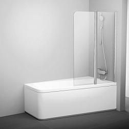 Шторка для ванны 10CVS2 100х150 см, правая, белая+транспарент, белый профиль, поворотная, прозрачная, Ravak 7QRA0103Z1 Ravak