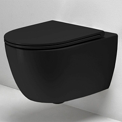 Подвесной унитаз Trevi 37х56 см, цвет: черный матовый, безободковый, без сиденья, Simas TRV18nero matt Simas