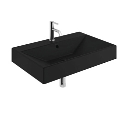 Подвесная раковина Resa 81х50х12 см, санфарфор, черный матовый, с отв. под смеситель, Kludi 59WW8139 Kludi