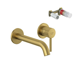 Встраиваемый в стену смеситель для раковины Bozz брашированное, длина излива 23см, золото, Kludi 38245N076S Kludi