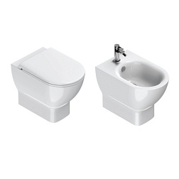 Комплект унитаза с биде Sfera 35х54 см, напольные, без крышки, без сиденья, Catalano 1VPS54RECO00+1BIS54ECO00 Catalano