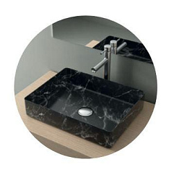 Накладная раковина Qtro47 47х36х11 см, цвет мрамор чёрный, санфарфор, Nofer 23584 Nofer