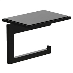 Держатель туалетной бумаги Vela C с полкой, матовый, цвет черный, Kludi 3197139 Kludi