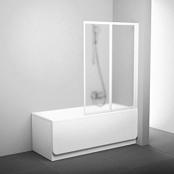 Шторка для ванны VS2 105х140 см, белая + транспарент, прозрачная, гармошка, белый профиль, Ravak 796M0100Z1 Ravak