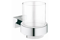 Настенный стакан Essentials Cube хром, с держателем, Grohe 40755001 Grohe