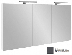 Зеркало 140х65 см, серый антрацит глянцевый, 3 дверцы, с подсветкой, Jacob Delafon EB1370-442 Jacob Delafon