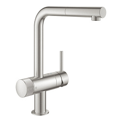 Смеситель для кухни с выдвижной лейкой Blue Pure стальной цвет, Grohe 31721DC0 Grohe