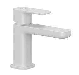 Смеситель для умывальника Renon матовый, неповоротный излив, белый цвет, с донным клапаном, холодный старт, Kludi 422675375 Kludi