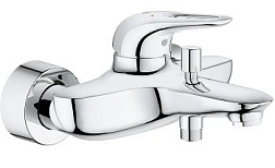 Настенный смеситель Eurostyle рукоятка с отверстием, неповоротный излив, с выходом на душ (без лейки), Grohe 33591003 Grohe