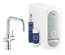 Смеситель для кухни Blue Home u-излив,  с функциями фильтрации, охлаждения и газирования, поворотный излив, Grohe 31456000 Grohe