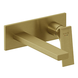 Внешняя часть встраиваемого смесителя для раковины Decus брашированное, длина излива 21см, золото, Kludi 54244N075 Kludi