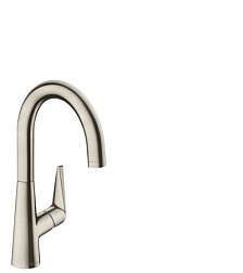 Смеситель для кухни Talis S сталь, поворотный излив, стальной цвет, Hansgrohe 72814800 Hansgrohe