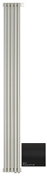 Отопительный дизайн-радиатор Эстет 22,5х180 см, 5 секций, правый, однорядный коаксиальный, нижнее подключение, черный матовый, Сунержа 31-0321-1805 Сунержа